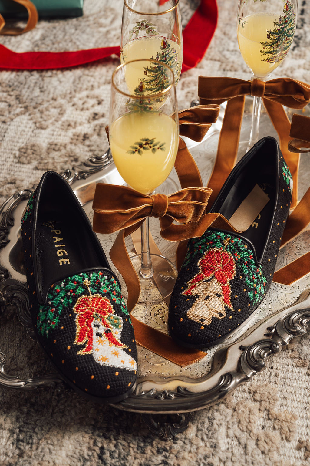 Bells & Stocking Needlepoint Loafer