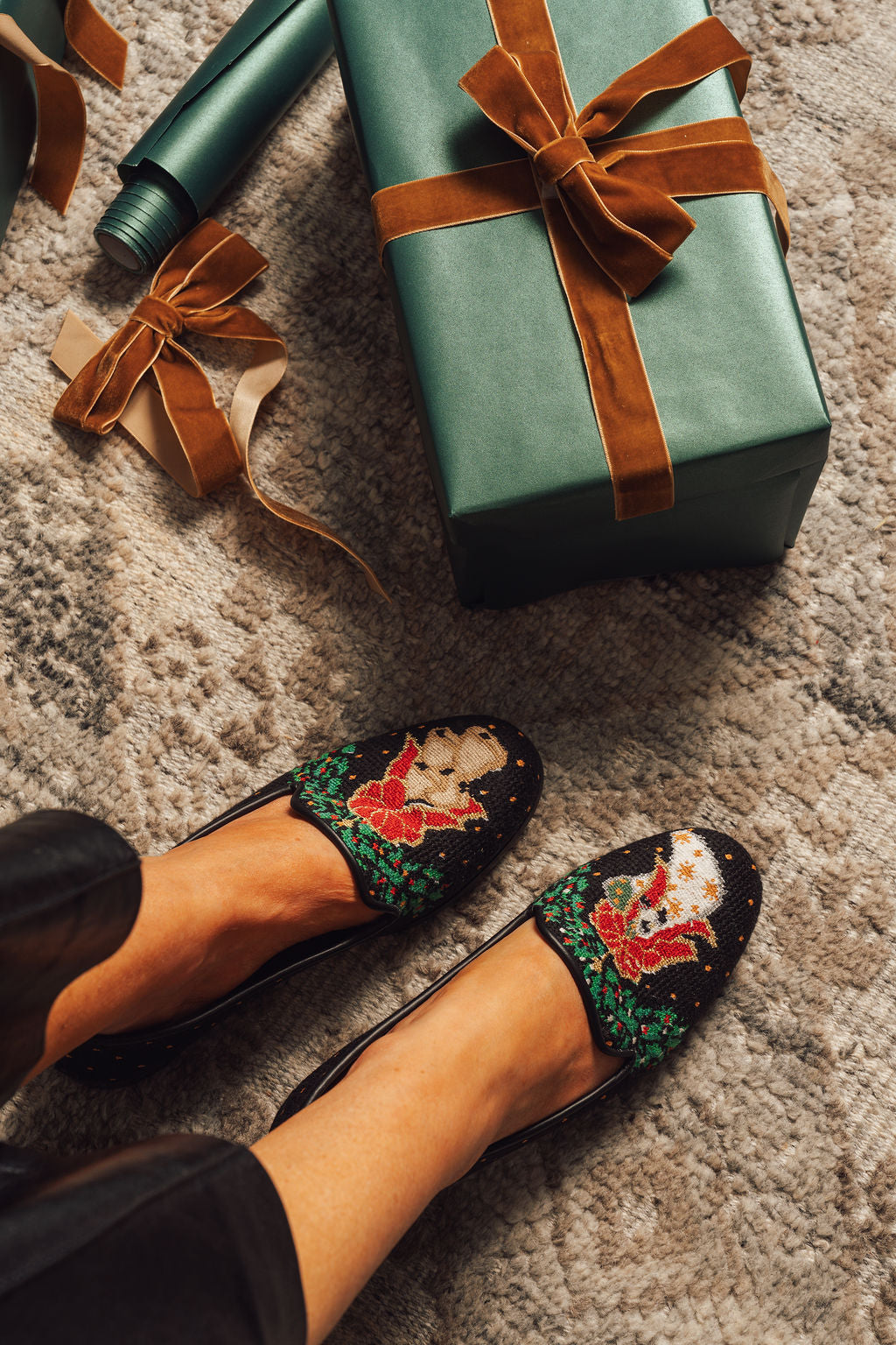 Bells & Stocking Needlepoint Loafer