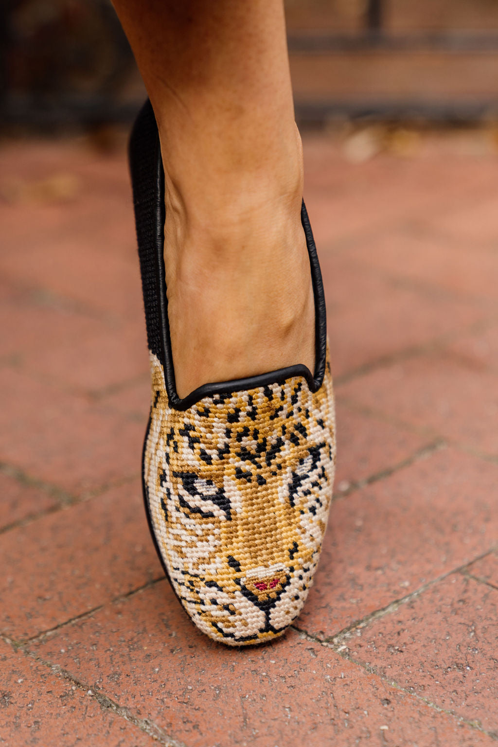 Big Cat Needlepoint loafer