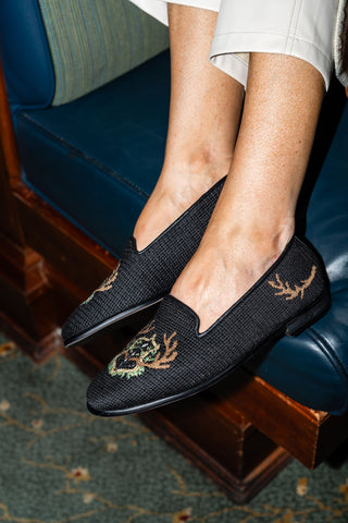 Needlepoint Loafer in Antler Crest Alternate View