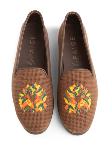 Autumn Leaves Wreath Needlepoint Loafer