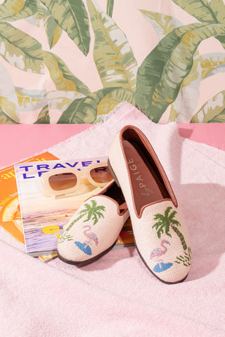 Flamingo & Palm Tree Needlepoint Loafer