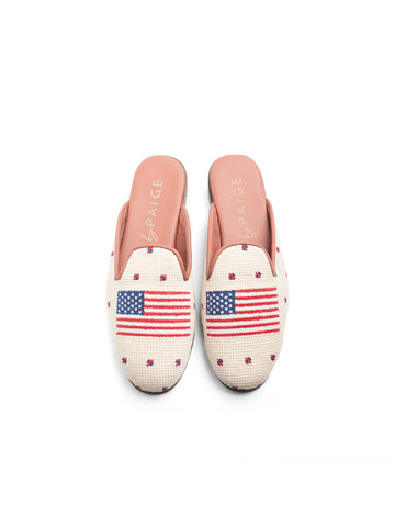 Needlepoint Mule in American Flag