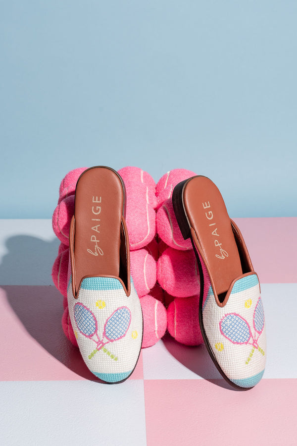 Tennis Needlepoint Mule