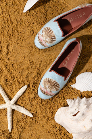 Scallop with Pearl Needlepoint Loafer Alternate View