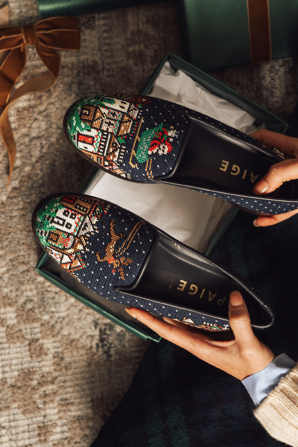 Santa & Reindeer Needlepoint Loafer