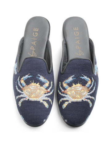 Crab Needlepoint Mule