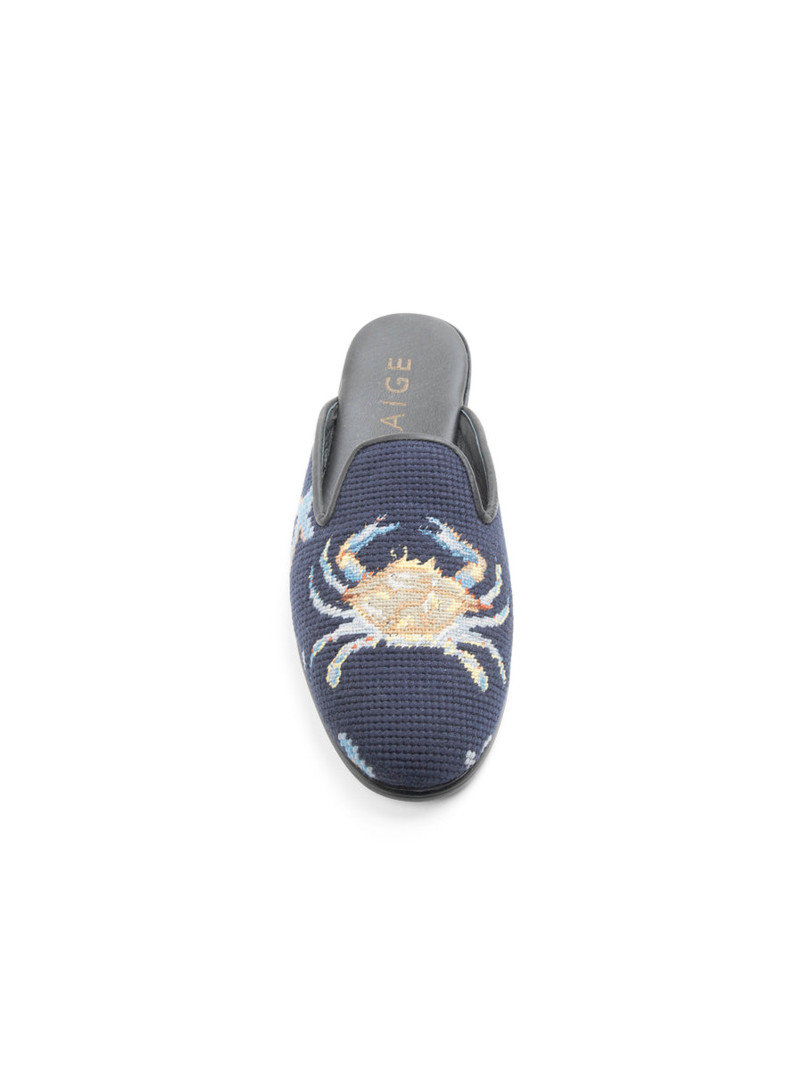 Crab Needlepoint Mule