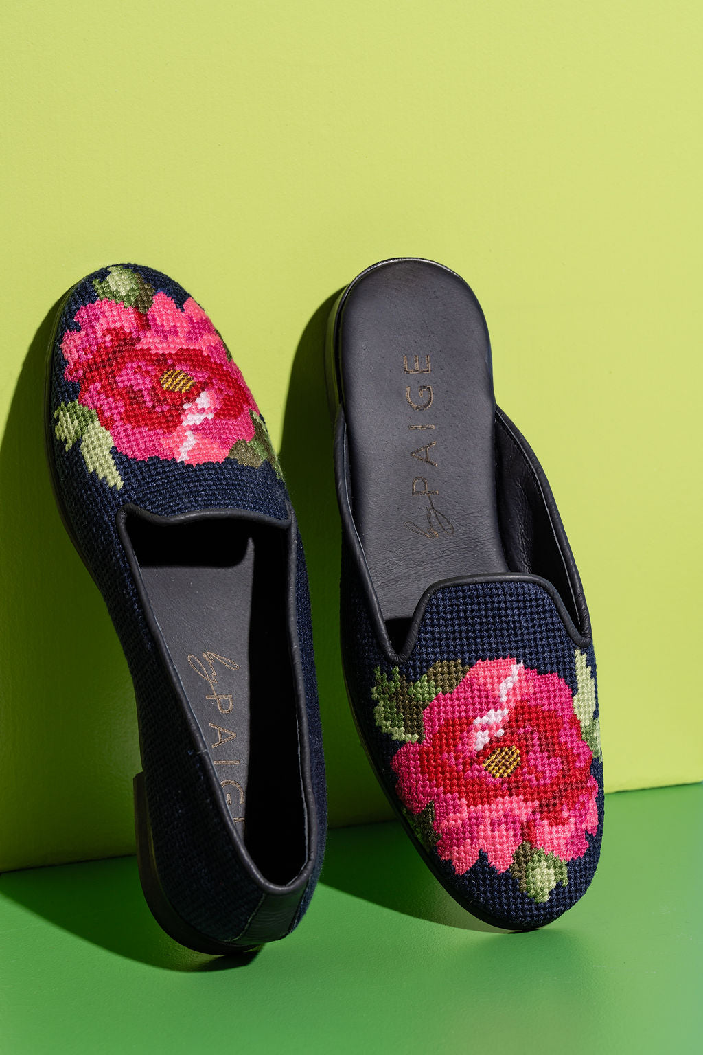 Pink Peony Needlepoint Mule