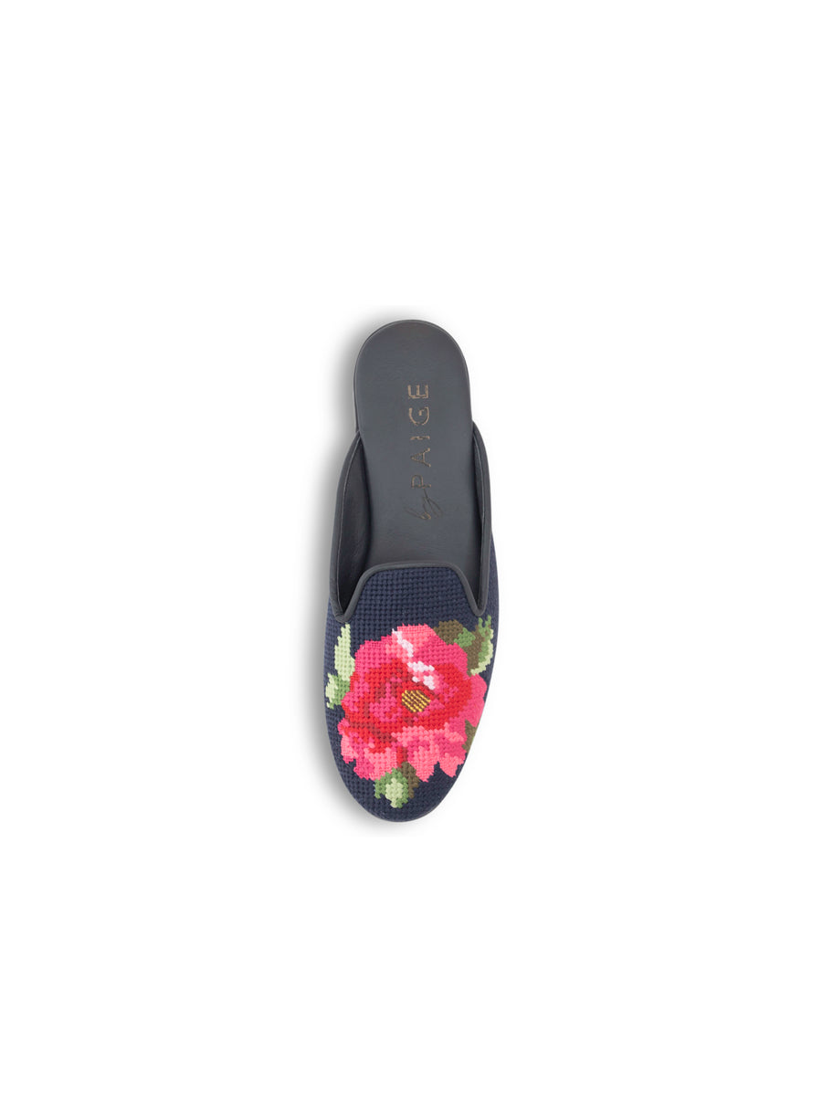 Pink Peony Needlepoint Mule