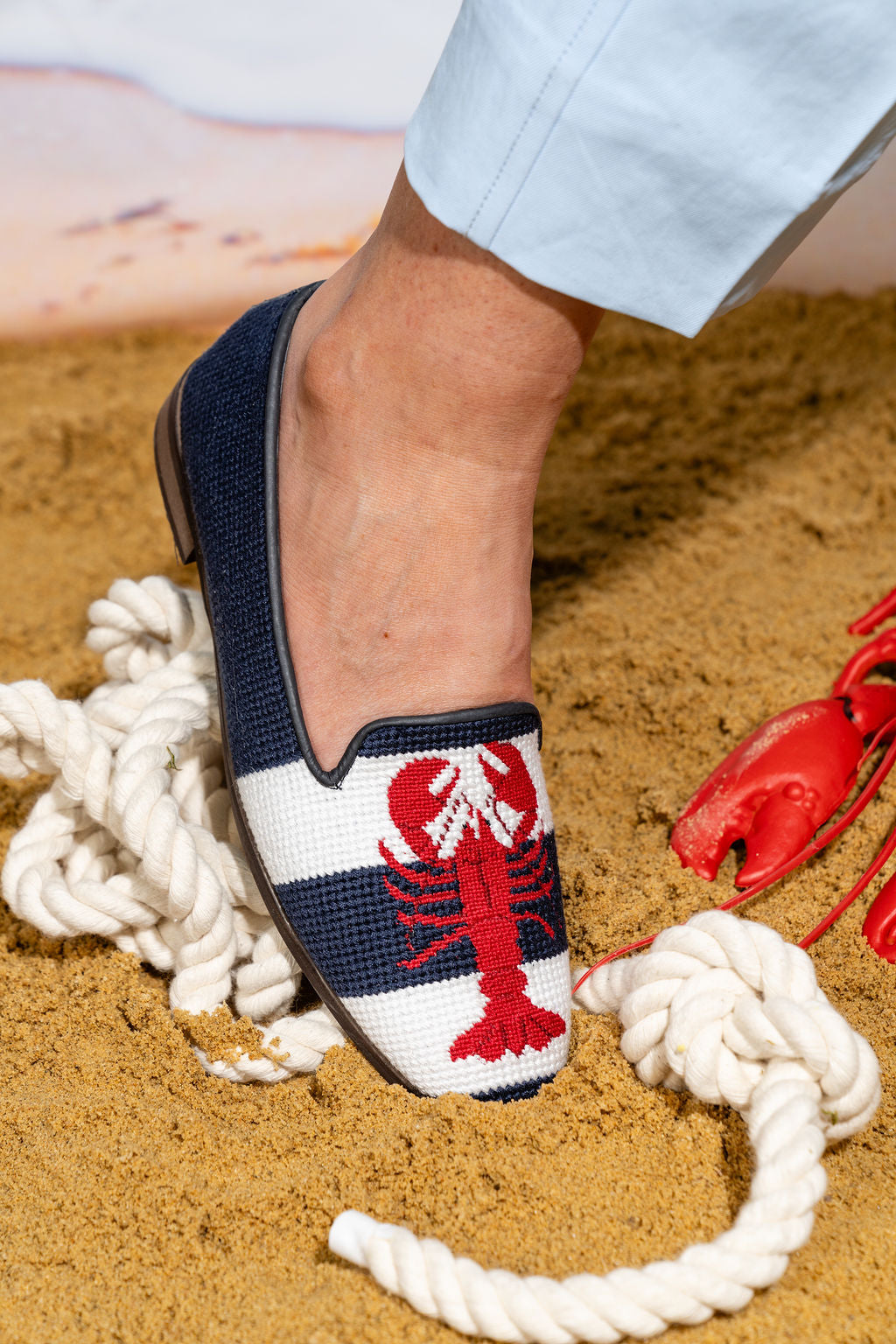 Crab and Lobster Needlepoint Loafer