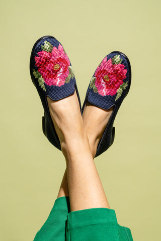 Pink Peony Needlepoint Loafer Alternate View