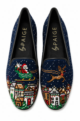 Santa & Reindeer Needlepoint Loafer