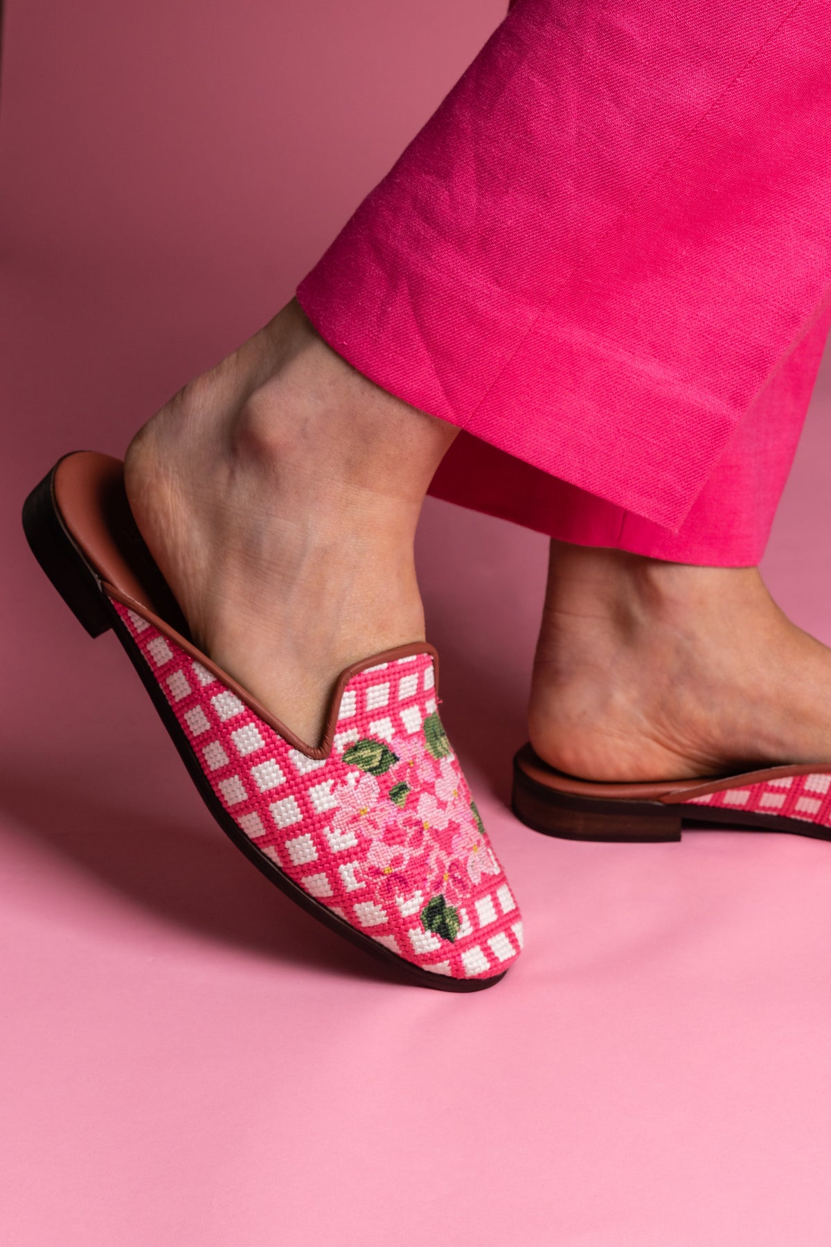 Hydrangea Needlepoint Mule