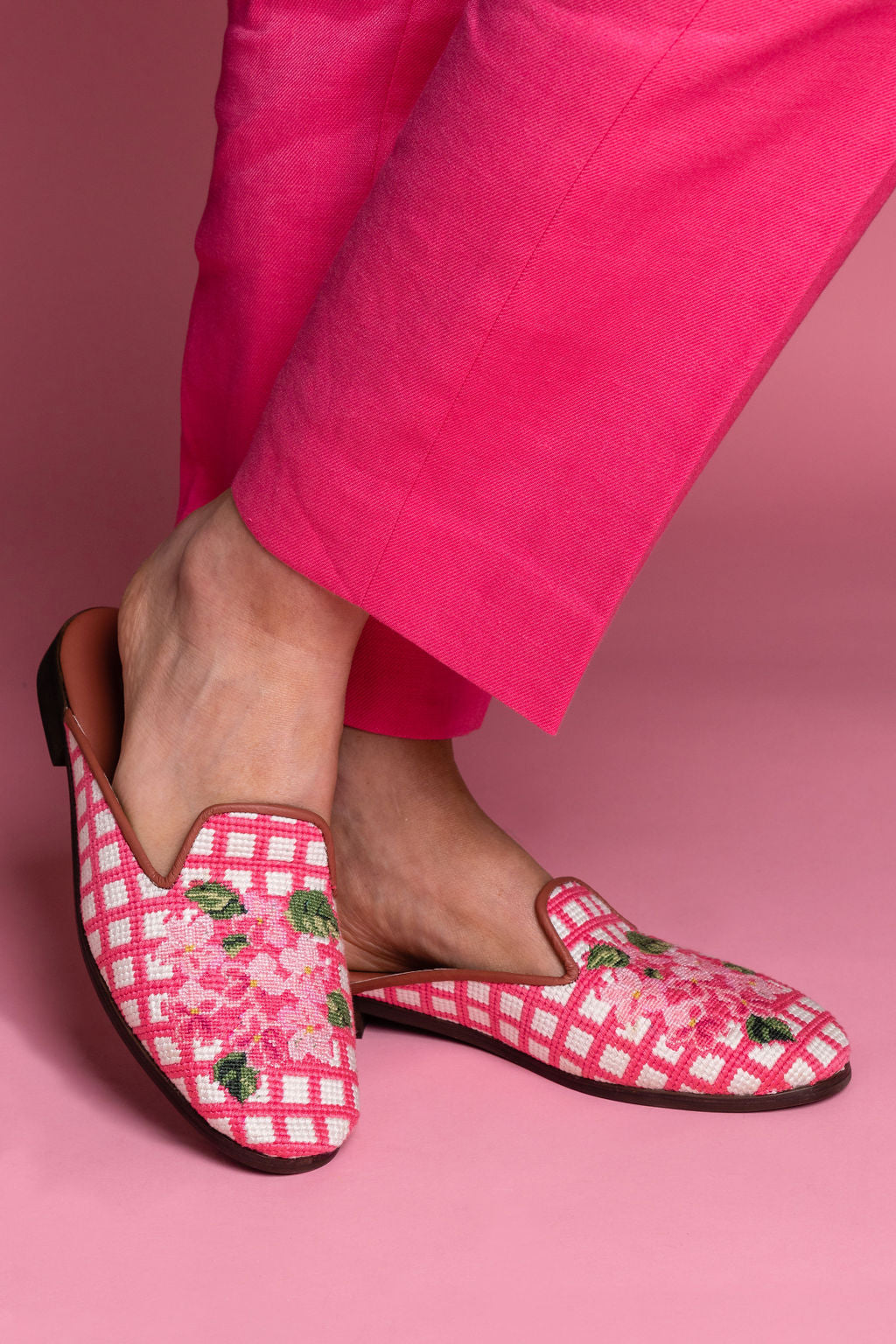 Hydrangea Needlepoint Mule