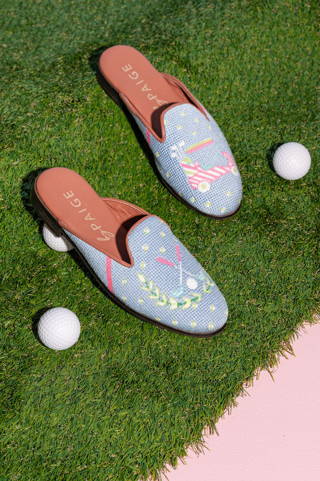 Golf Needlepoint Mule