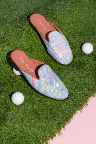 Golf Needlepoint Mule